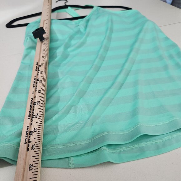 Nike Womens Tank Top Dri-Fit Striped With Shelf Bra Training Large Mint Green - Picture 6 of 14